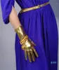 Five Fingers Gloves Patent Leather 28cm Medium Length Super Bright Mirror Gold Elastic PU Simulation QPJS2813611555