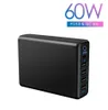 5Port Multiport USB Wall Charger 60W MAX 9A med PD QC30 Port 18W Smart Charging Station för mobiltelefonebletter iPad3389549