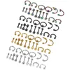 8pcs Edelstahl Augenbrauen Ringe Lippenring Nase Reifen Zunge Septum Piercing Schmuck Knorpel Tragus Ohrringe 240409