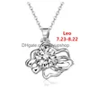 Pendant Necklaces 12 Constellation Zodiac Sign Necklace Horoscope Zircon Stainless Steel Jewelry Galaxy Libra Astrology Gift With Reta Dhftx