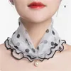 Scarves Shiny Neck Collar Ruffle Lace Scarf Pearl Pendant Chiffon Bandana Headband Multi-Function Women Small Headscarf