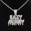 Hanger kettingen voor hiphop brief ketting mannen vrouwen gemakkelijk geld ketting ijskoud uitblingen cubaanse hiphop sieraden mode cadeau 230613