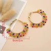 Boucles d'oreilles cerceaux yastyt fleur couronne multicolor FGB perles cristal artisanal boho tendance pour les femmes et les filles