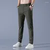 Calça masculina casual perna larga gelo gelo seda versão coreana da moda e versátil respirável