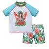 Kiding Boy Swimsuit Cool Print 2 PCS / Lot 1-7 ans Summer Children Board Short Children Boys Swwear Beach Surfing 240412