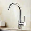 Kitchen Faucets Brass Sink Water Faucet 360 Rotate Swivel Mixer Single Holder Hole Silver Tap 7114