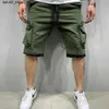 Men's Shorts Mens Summer Cargo Shorts Cotton Workout Fitness Shorts Breathable Jogger Training Gyms Bodybuilding Multi Pocket Grey Shorts Q240416