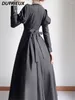 Abiti casual harajuku Black Vintage Abito Lolita Donne Slim Fit Sleming Style Mleeve Long Maxi Autunno Inverno