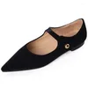 Casual schoenen Morazora 2024 Maat 34-40 Dames Mary Janes Flats Lovely Solid Flock Woman Pointed Toe Spring Party