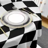 Table Cloth Lattice Deformation Black White Block Waterproof Tablecloth Decoration Wedding Home Kitchen Dining Room Round Cover