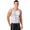 Mens T-shirts Shiny Sequins Sleeveless Loose Tank Tops Fashion Christmas Performance Clothing Nightclub Party Waistcoat 240402