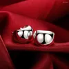 Boucles d'oreilles en peluche 925 Fashion d'oreille en argent sterling lisse Round pour les femmes Bijoux classiques Mariage des cadeaux d'anniversaire