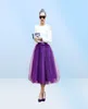 Fashion Regency Purple Tulle Skirts For Women Midi Length High Waist Puffy Formal Party Skirts Tutu Adult Skirts5999812