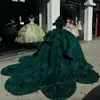 ثوب الكرة الأخضر الداكن القابل للملفقة فساتين Quinceanera