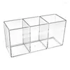 Storage Boxes 3 Holes Transparent Acrylic Makeup Brush Tool Box Case Make-up Holder Table Organizer