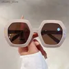 Sunglasses KAMMPT Oversized Men Sunglasses Fashion Hexagon Frame Gradient Shades Eyewear Women 2023 Trendy Ins Popular Brand Sun Glasses Y240416