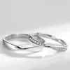 Pierścienie klastra Pierścień Pierścień Moda prosta ze stali nierdzewnej cyrkon srebrny otwierany otwieranie regulowanego miłosnego zaangażowania biżuteria