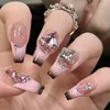 False Nails 24st Diamond Love Heart Square Head Press On Ballerina Wearable Fake Målning Gel Nail Art Tips Verktyg