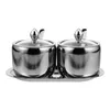 Set sets 1 set glazen deksel Spice Jar lege houder metalen kruiderijpot kruidencontainer