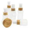 Bouteilles de rangement 30 ml 60 ml 80 ml 100 ml Pompe en verre givré Pompe à bambou Bamboo Crème pour les yeux en pot Voyage