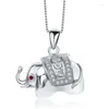 Pendanthalsband 925 Sterling Silver Locket Simple Pendants For Women Animal Elephant Opal Choker Pendentif smycken Joyas Colgante 2024