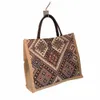 new Women Linen Handbag Eco-Friendly Shop Bag Ethnic Style Large Capacity Retro Tote Shoulder Bag Commuter Organizer e9sY#