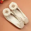 Casual Shoes Flowers Decoration Single Genuine Leather Shallow Mouth Ballerina Flats Super Soft Big Yards 34-43 Non-slip Female