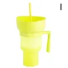 2 i 1 mellanmål Cups Stadium Snack and Drink Cup Straw Splash Proof Popcorns Cup Portable For Travel Theatre Cinema Home