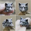 Band Rings Fashion Vintage Fox for Motorcycle Party Cool Punk Animal Sier Cor 14k Gold Men Mulheres AMET Jewelry Gift Drop Delivery Rin Dh9a7