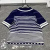 夏のポロネックニットレタージャクアードニットTシャツデザイナーMIUブランドティーの女性のためのブランドティー