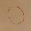 Braccialetti Link Fashion Simple Gold Square Red Rope Stitching Bracciale per donne in acciaio inossidabile 18K gioielli placcati
