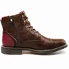 Boots Spring Vintage Shoes Mens Genuine Leather Men Hard-Wearing Motorcycle Man Zip Working