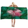 Serviette 2 tailles mode 3D Flamingos Fruits imprimés de bain doux serviettes de bain confort plage nager en daim en microfibre coiffure coiffure plage