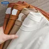 Dukeen 11.2 oz tungvikt Autumn Long Sleeved T-shirt för män 100%Cotton Plain Shirt O-Neck White Tops Overdimased Herrkläder 240416