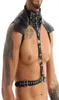 Male Lingerie Leather Harness Adjustable Sexy Gay Clothing Sexual Body Chest Belt Strap Punk Rave Costumes For Sex Elbow Knee Pa2114057