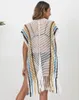 Dames badmode haak strand bikini tuniek vrouwen vest vice-net bad outfit hollow out fringe fringe gestripte cover-ups slyxy kwastje