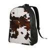 Backpack Faux Fell moderne Cowhide Textur Laptop Modebuch für Schulstudenten Tierhell Muster Haut Ledertasche Laptop