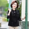 Frauen T -Shirts Pullover Tops Gold Samthemd Frühling und Herbst Büro Lady Long Sleeve Middle Age Mutter Kleidung