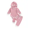 Clothing Sets Baby Pants Set Contrast Color Long Sleeve Hooded Romper With Fall Outfit For Girls Boys