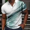 Men Polo Shirt Curve Flap 3D Print Street كل يوم قصير الأكمام غير الرسمية مريحة 240403