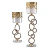 Titulares de vela moderna simples cilindro de círculo de vidro Crystal Candlestick Metal Butter Lamp Solder Diamond Ring Iron Candelabra
