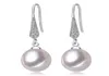 89mm White Pink Purple 100 Natural Freshwater Pearl Drop Earrings 925 Silver Zircon Jewelry for Women5643532