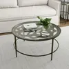 Carpets Marsala Glass-Top Metal Coffee Table Gray With Brown Rub