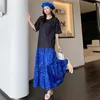 Robes de fête Yzjnh 2024 Été Longue robe féminine Édition coréenne édition en mousseline épissée en mousseline de mousseline