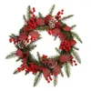 Flores decorativas NAVIDAD Pino Artificial Cono Rama de copos de nieve Ramas de bayas rojas para la decoración de Navidad Diy Noel Corona