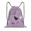 purple Witch Pack Drawstring Backpack Sports Gym Bag for Women Men Halen Spooky Cat Training Sackpack M3vo#