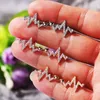 Stud -oorbellen eenvoudig 925 zilveren naald ECG Jump hartslag ingelegd Volledig kubisch zirkoon voor vrouwen meisjes mode statement Bijoux