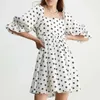 Robes de fête Gypsylady Polka Dot de l'épaule Mini Mariffon Elegant Sumy Summer Femmes Puff Dames Dames Robe 2024