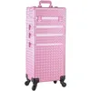 5 sur 1 Makeup Train Case Fashion Fashion Aluminium Cosmetic Rolling Extra Large Trolley Travel Organisateur 240416