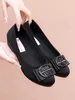 Casual Shoes Cloth Woman Single Black Tooling Comfortable Soft Bottom Light Mouth Wedge Professional Work To